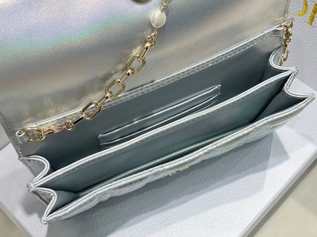 Dior Miss Dior Mini Bag Knockoff in Iridescent Metallic Silver Lambskin — image 8