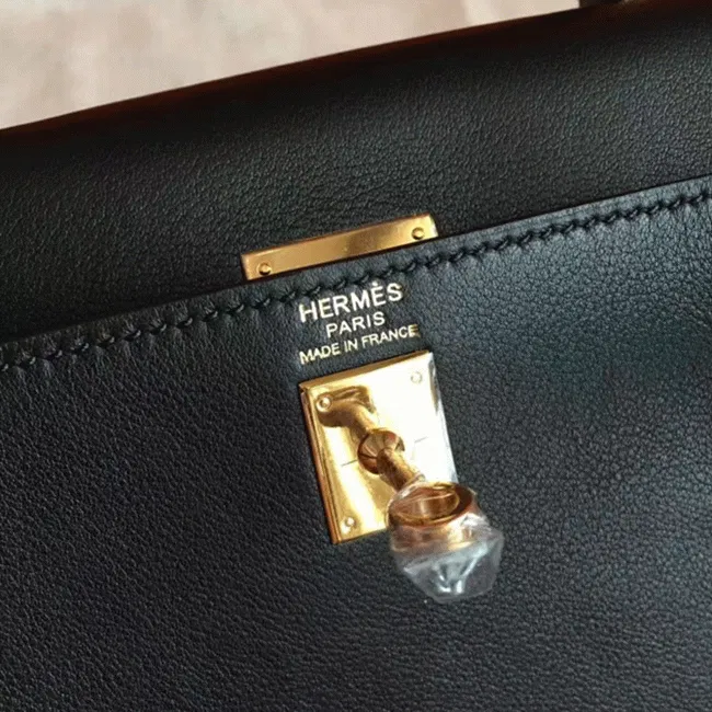 Black Swift Hermes Kelly 25cm Retourne Soft Bag — image 8