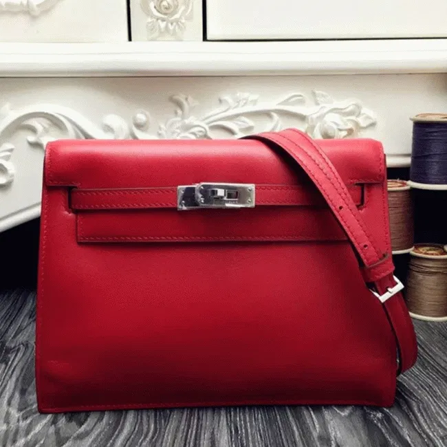 Red Swift Leather Hermes Kelly Danse Chic Handbag