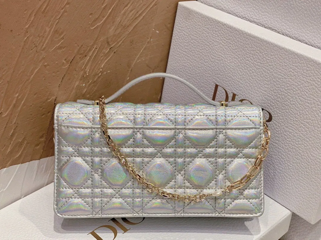 Dior Miss Dior Mini Bag Knockoff in Iridescent Metallic Silver Lambskin — image 5