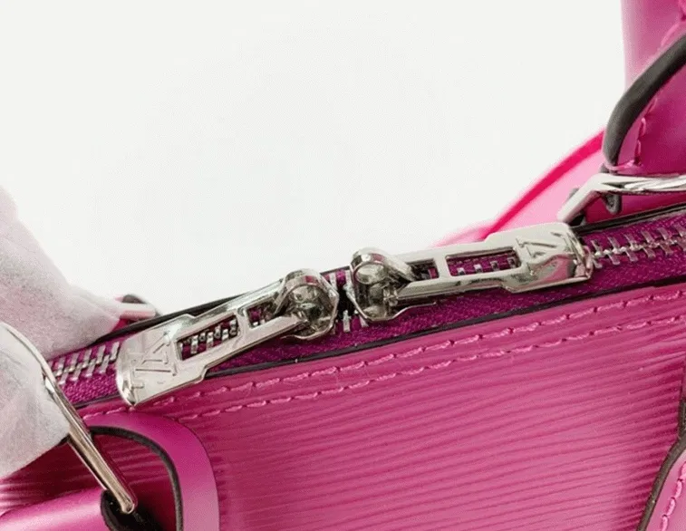 Louis Vuitton Epi Leather Alma BB Handbag In Pondichery Pink With Jacquard Strap — image 10