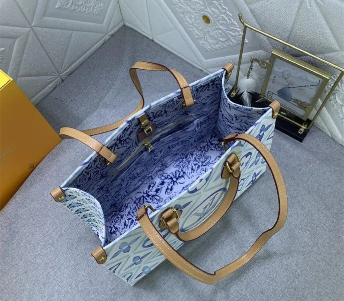 Louis Vuitton LV By The Pool Monogram Tiles Canvas Onthego MM Tote In Lagoon Blue — image 8