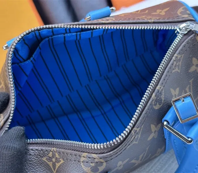 Louis Vuitton Monogram Macassar Canvas Keepall Bandouliere 25 In Gaston Blue — image 9