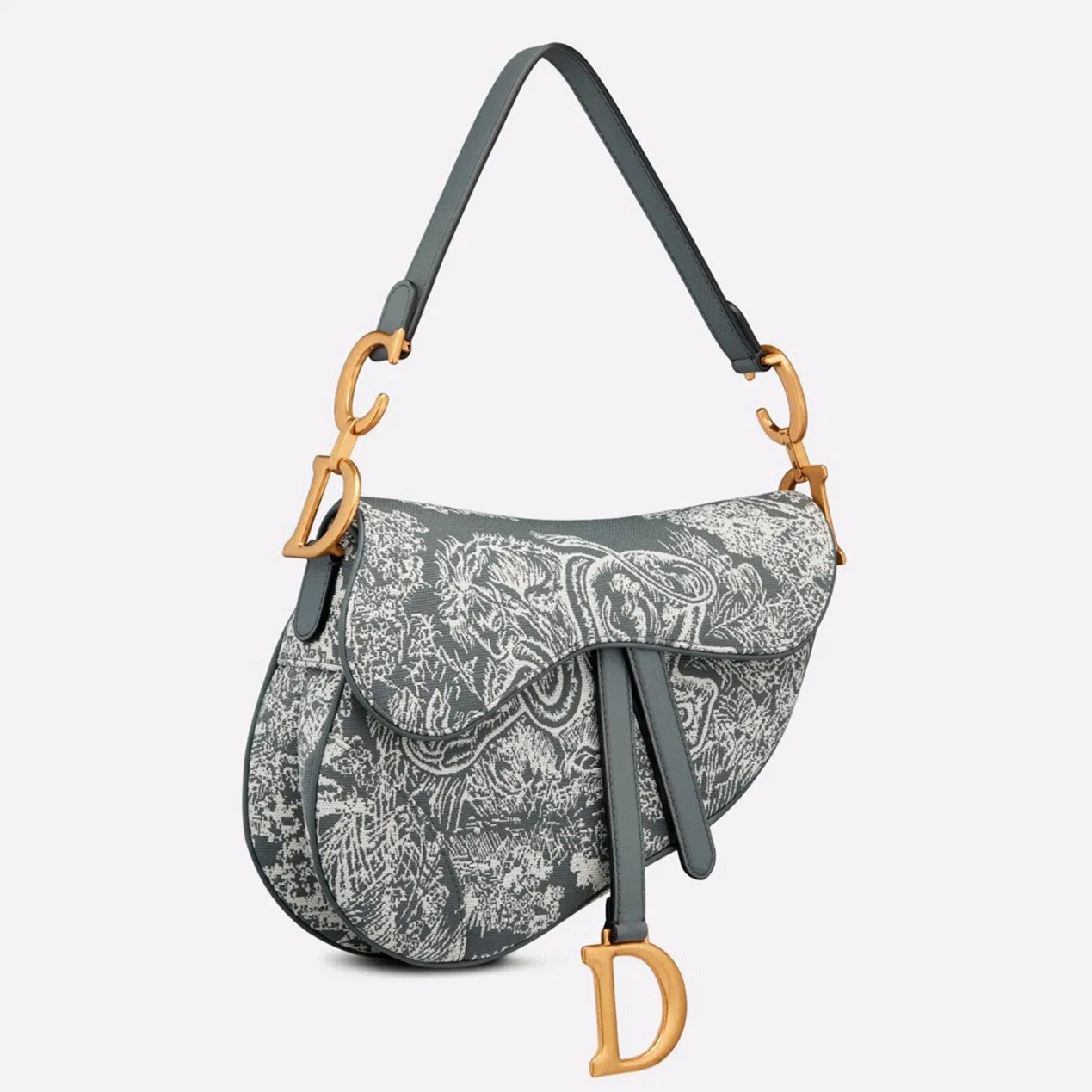 Dior Saddle Bag in Grey Toile de Jouy Reverse Jacquard