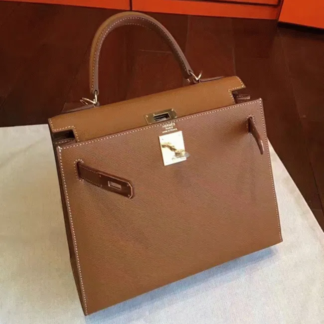Brown Epsom Luxury Hermes Kelly Sellier 28cm Elegant Purse — image 7
