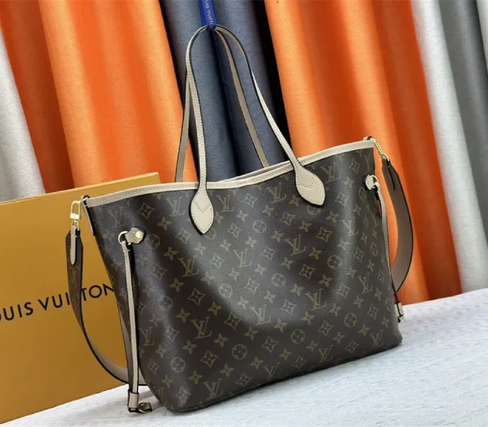 Louis Vuitton Neverfull Bandouliere Inside Out MM Tote In Monogram Canvas And Beige Textile And Leather — image 2
