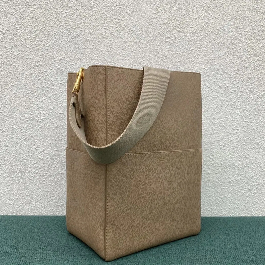 Top Quality Celine Sangle Bucket Bag In Taupe Grained Calfskin — image 10