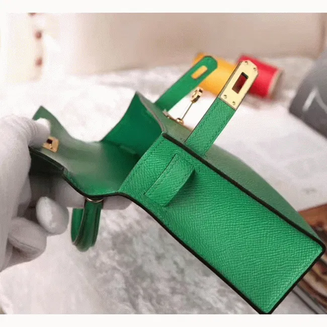 Bamboo Epsom Knockoff Hermes Kelly 20cm Chic Handbag — image 6