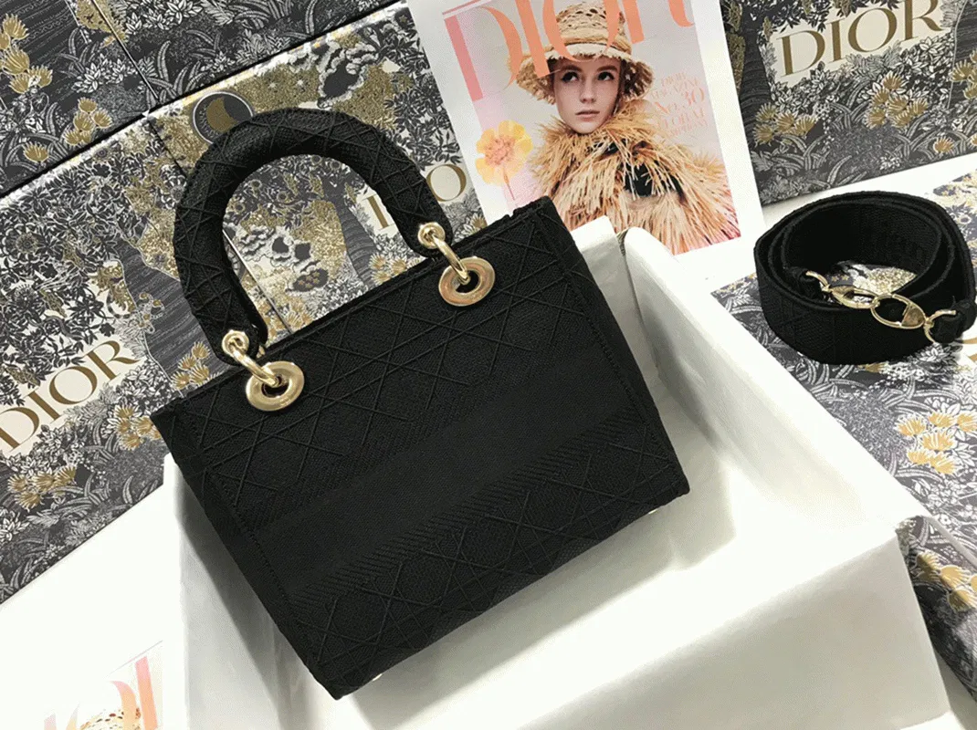 Dior Lady D-Lite Medium Bag in Black Cannage Embroidered Canvas — image 9