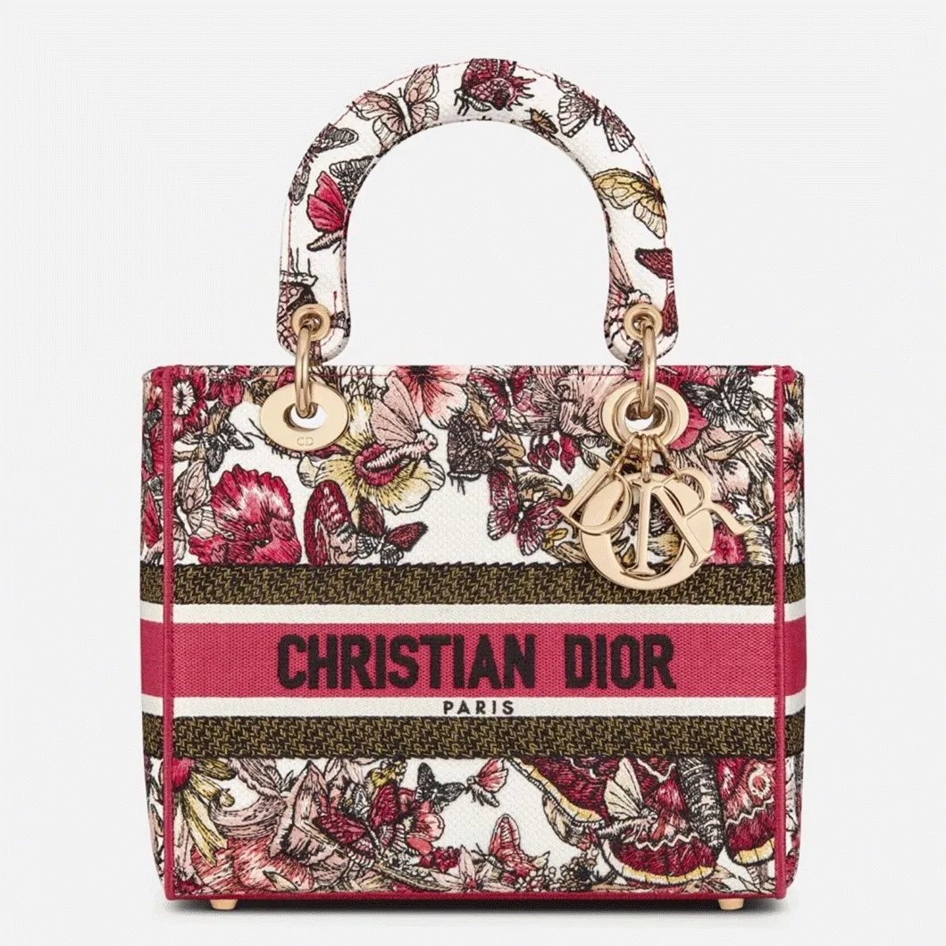 Dior Lady D-Lite Medium Bag in Multicolor Butterfly Embroidery