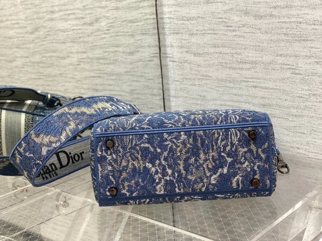 Dior Lady D-Lite Medium Bag in Blue Brocart Denim-Effect Embroidery — image 4