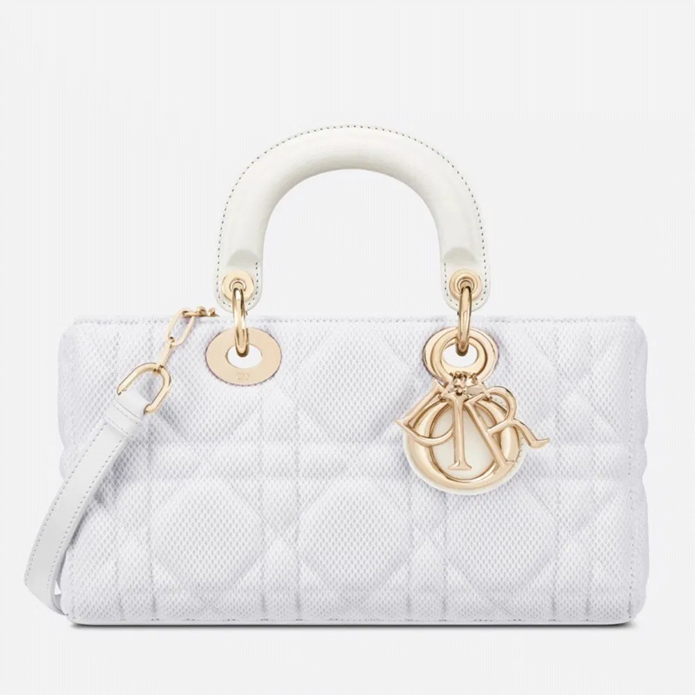 Dior Lady D-Joy Medium Bag in White Macrocannage Technical Fabric