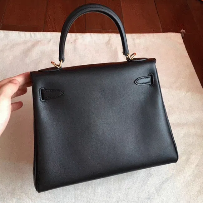 Black Swift Hermes Kelly 25cm Retourne Soft Bag — image 5