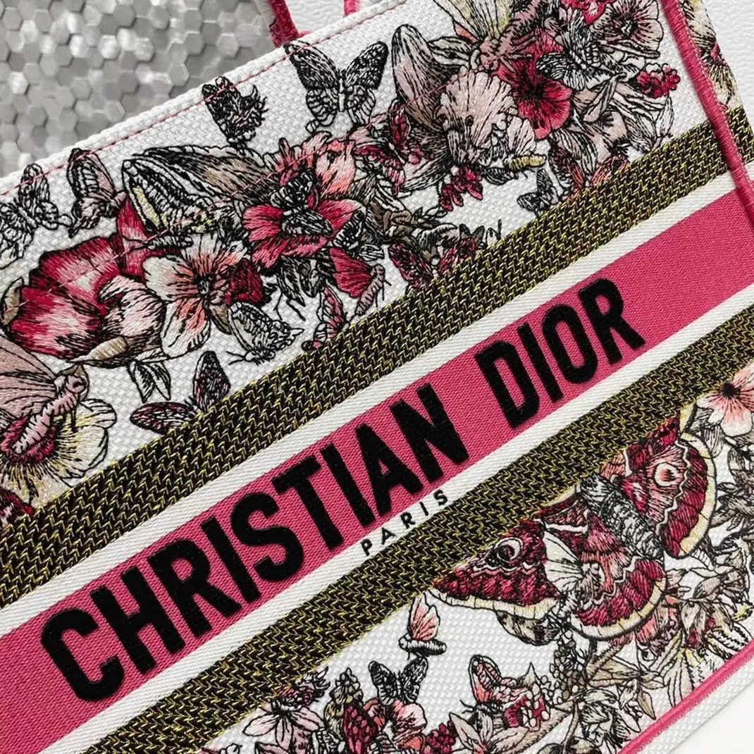 Dior Medium Book Tote Bag in Multicolor Butterfly Embroidery — image 3