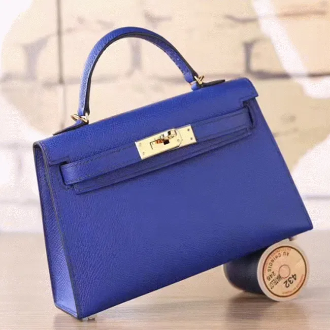 Electric Blue Epsom Hermes Kelly 20cm Statement Bag