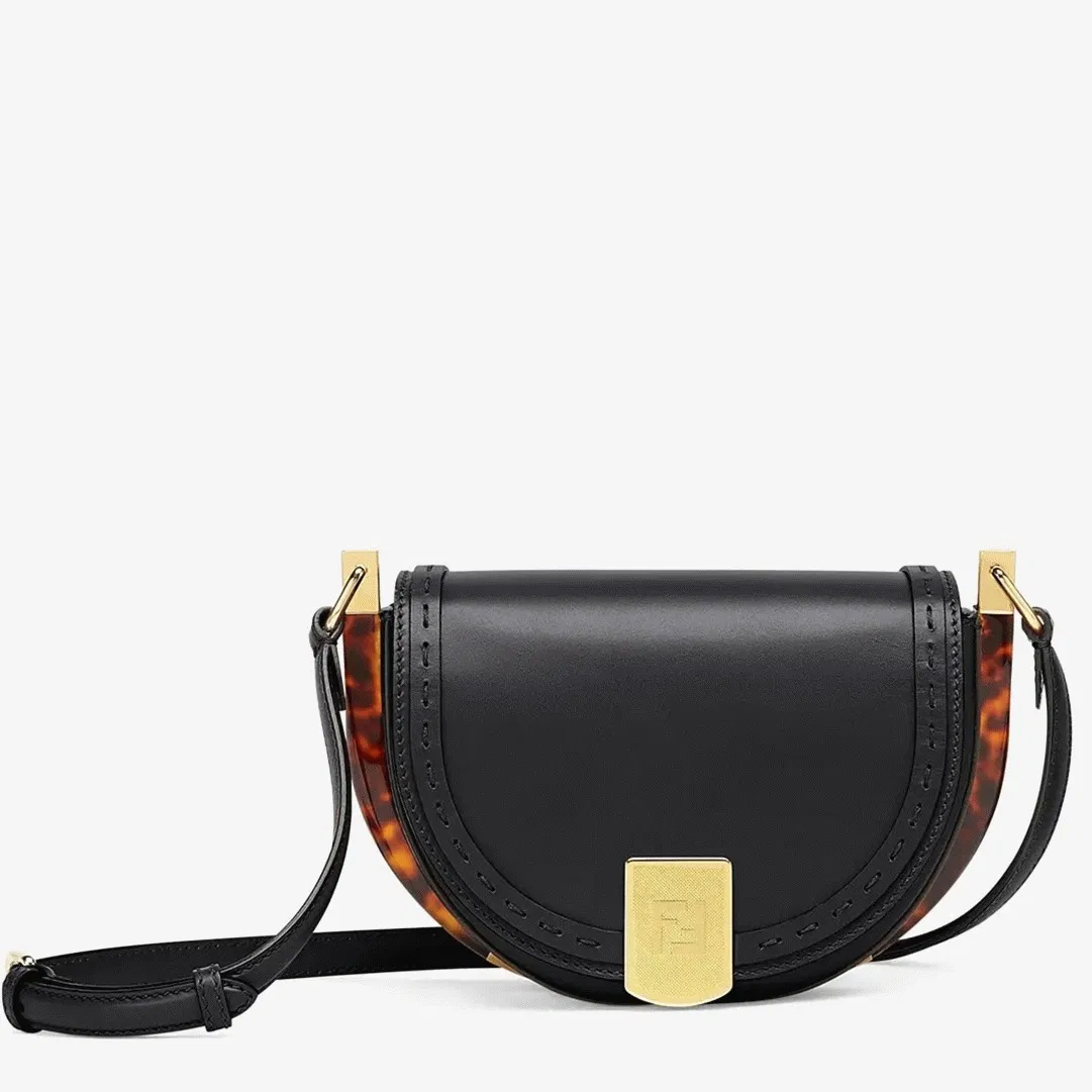 Top Quality Fendi Moonlight Saddle Bag In Black Calfskin