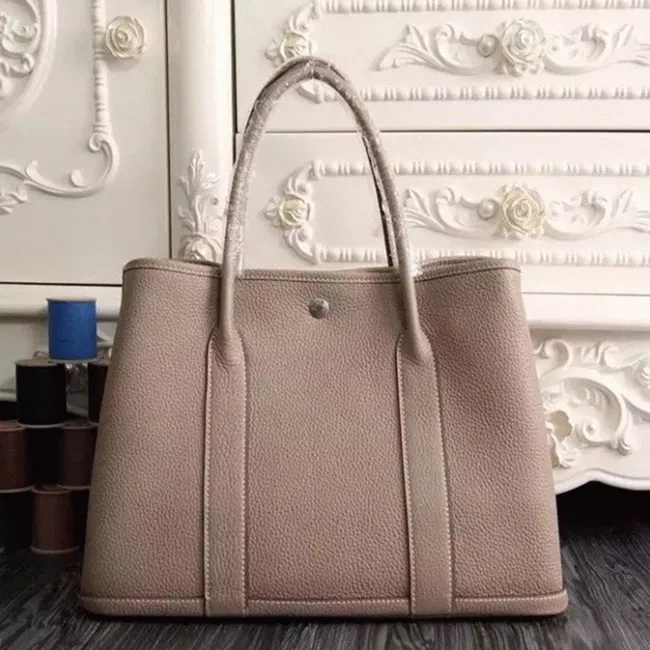 Grey Hermes Garden Party 36cm Neutral-Tone Handbag
