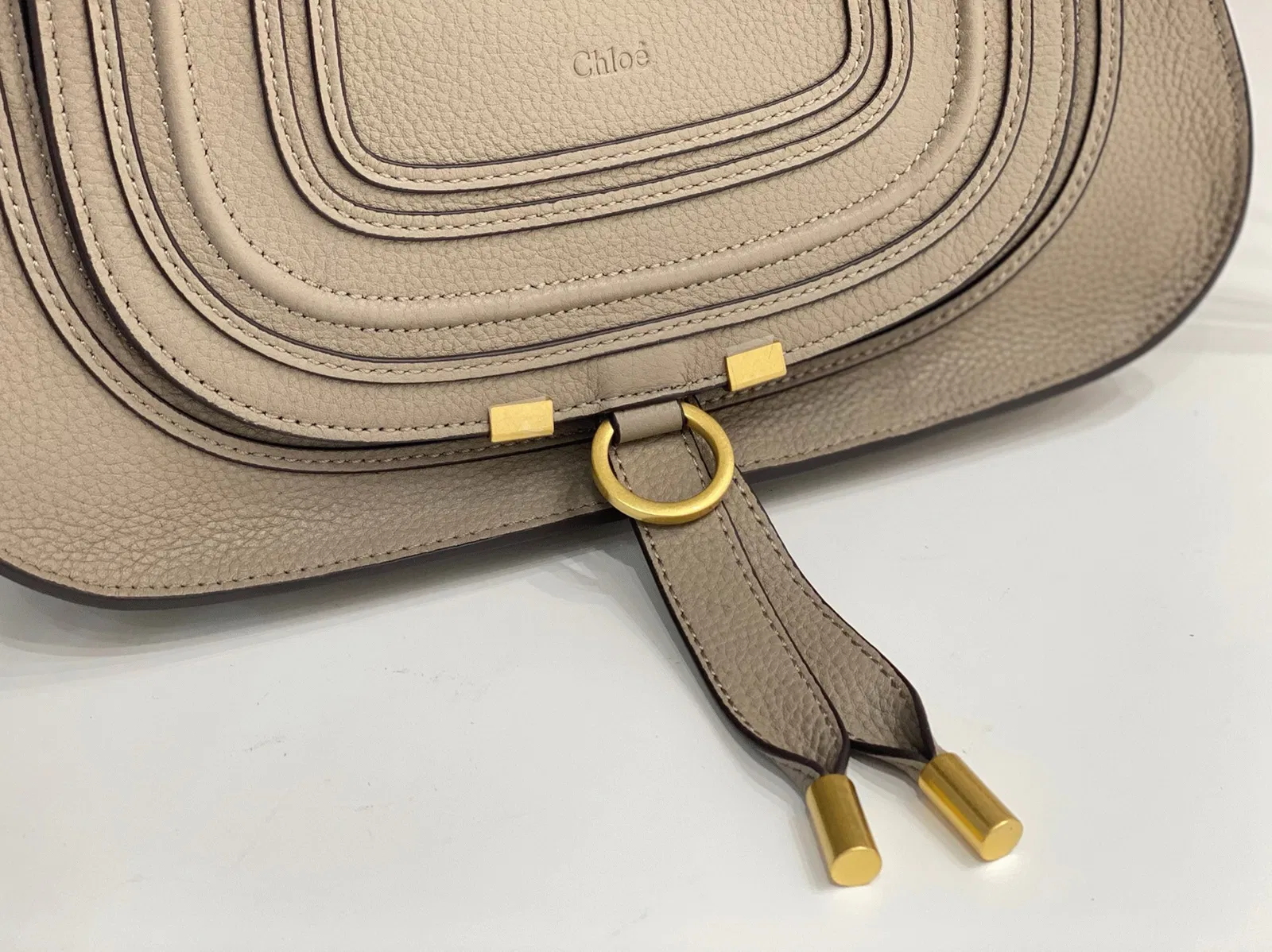 Top Quality Chloe Marcie Small Double Carry Bag in Sand Grained Leather — image 7