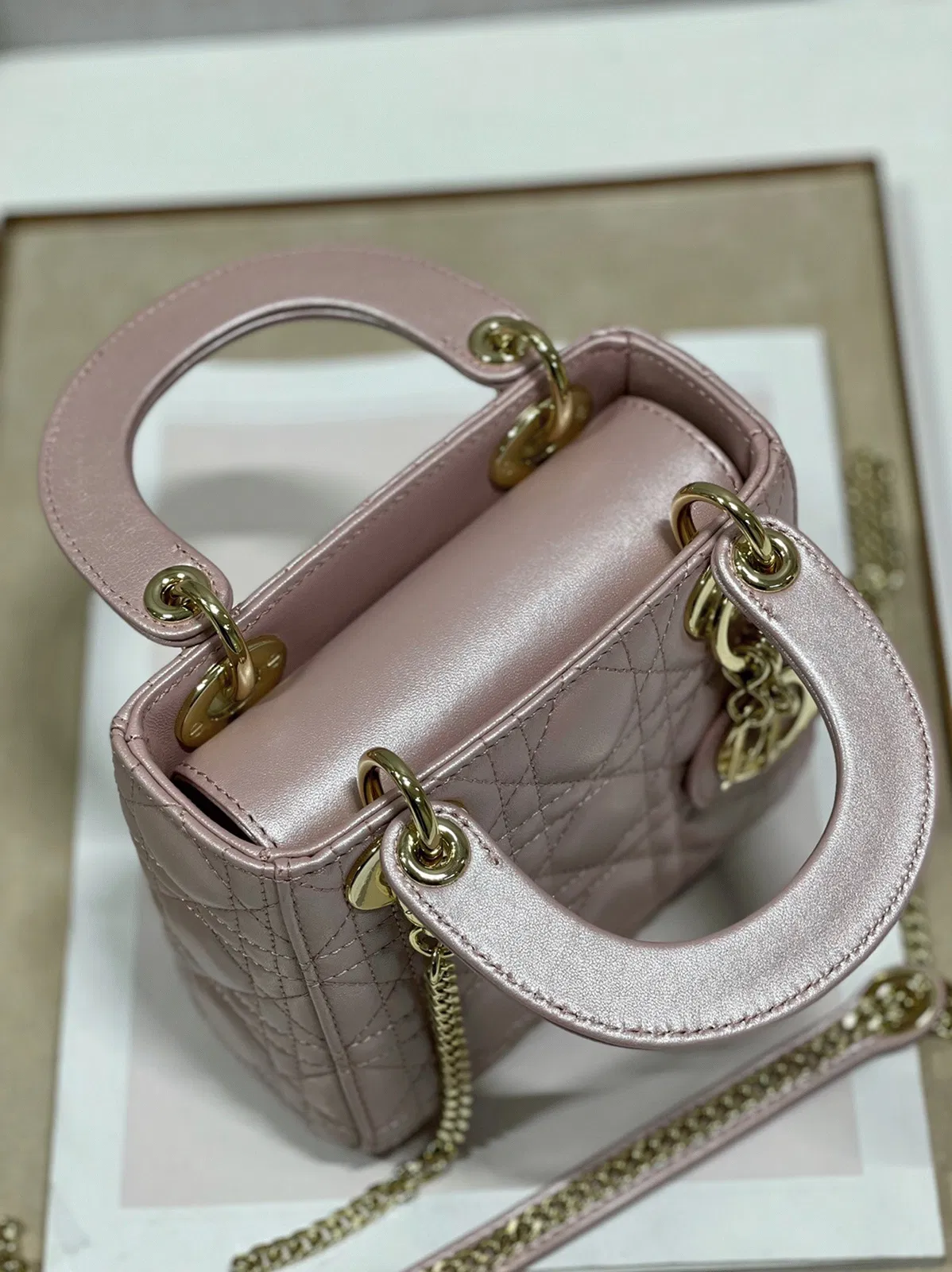 Dior Lady Dior Mini Bag in Lotus Pearlescent Lambskin — image 9