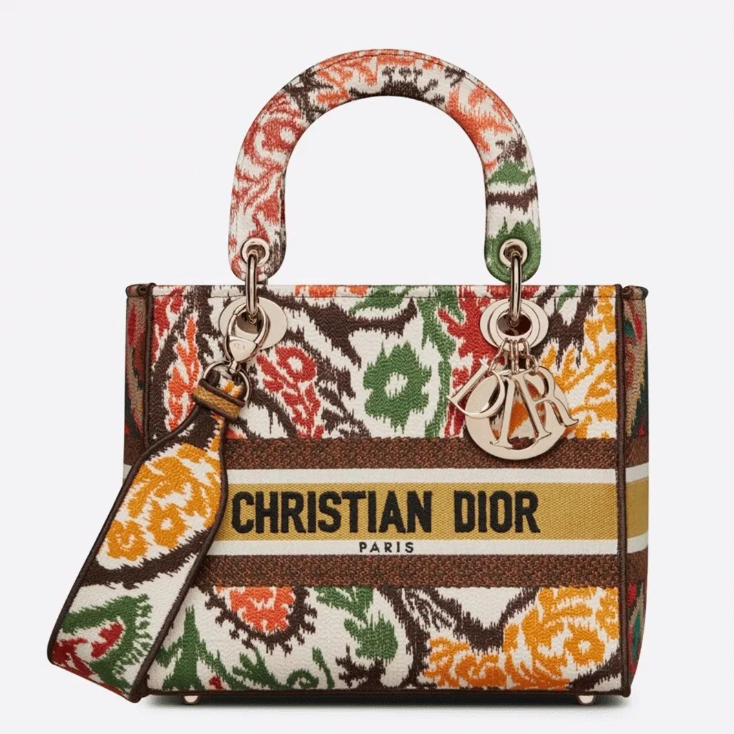 Dior Lady D-Lite Medium Bag in Yellow Dior Paisley Embroidery