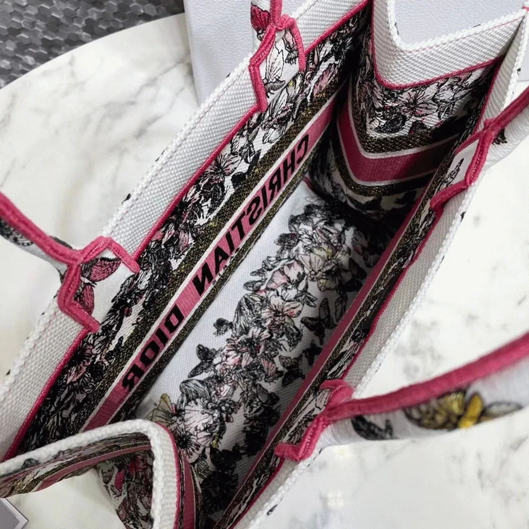 Dior Medium Book Tote Bag in Multicolor Butterfly Embroidery — image 8