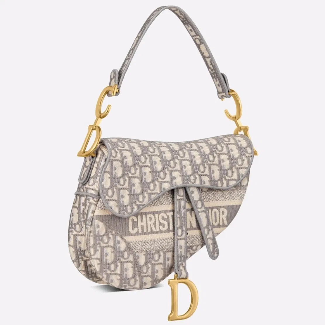 Dior Saddle Bag Knockoff in Grey Dior Oblique Embroidery
