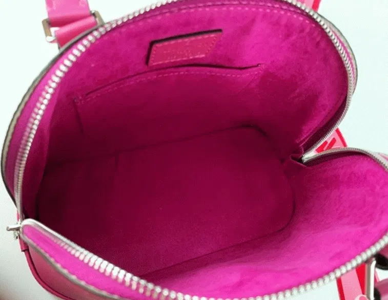 Louis Vuitton Epi Leather Alma BB Handbag In Pondichery Pink With Jacquard Strap — image 4