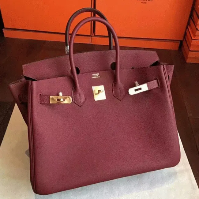 Bordeaux Color Top Designer-Inspired Hermes Birkin 35CM