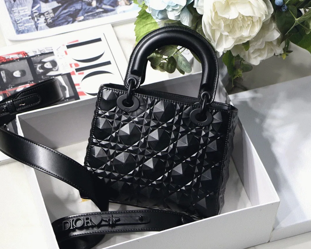 Dior Small Lady Dior My ABCDior Bag in Black Calfskin with Diamond Motif — image 9