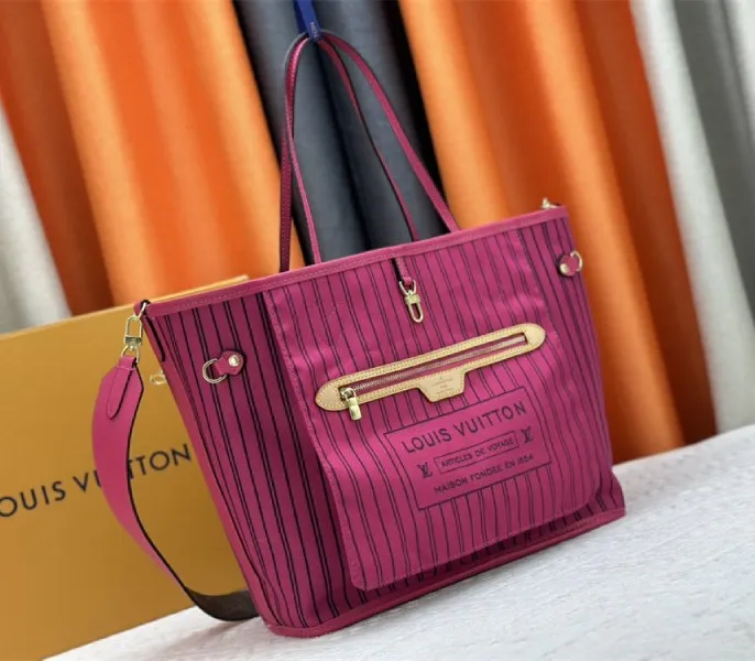 Louis Vuitton Neverfull Bandouliere Inside Out MM Tote In Monogram Canvas And Rose Pondichery Textile — image 2
