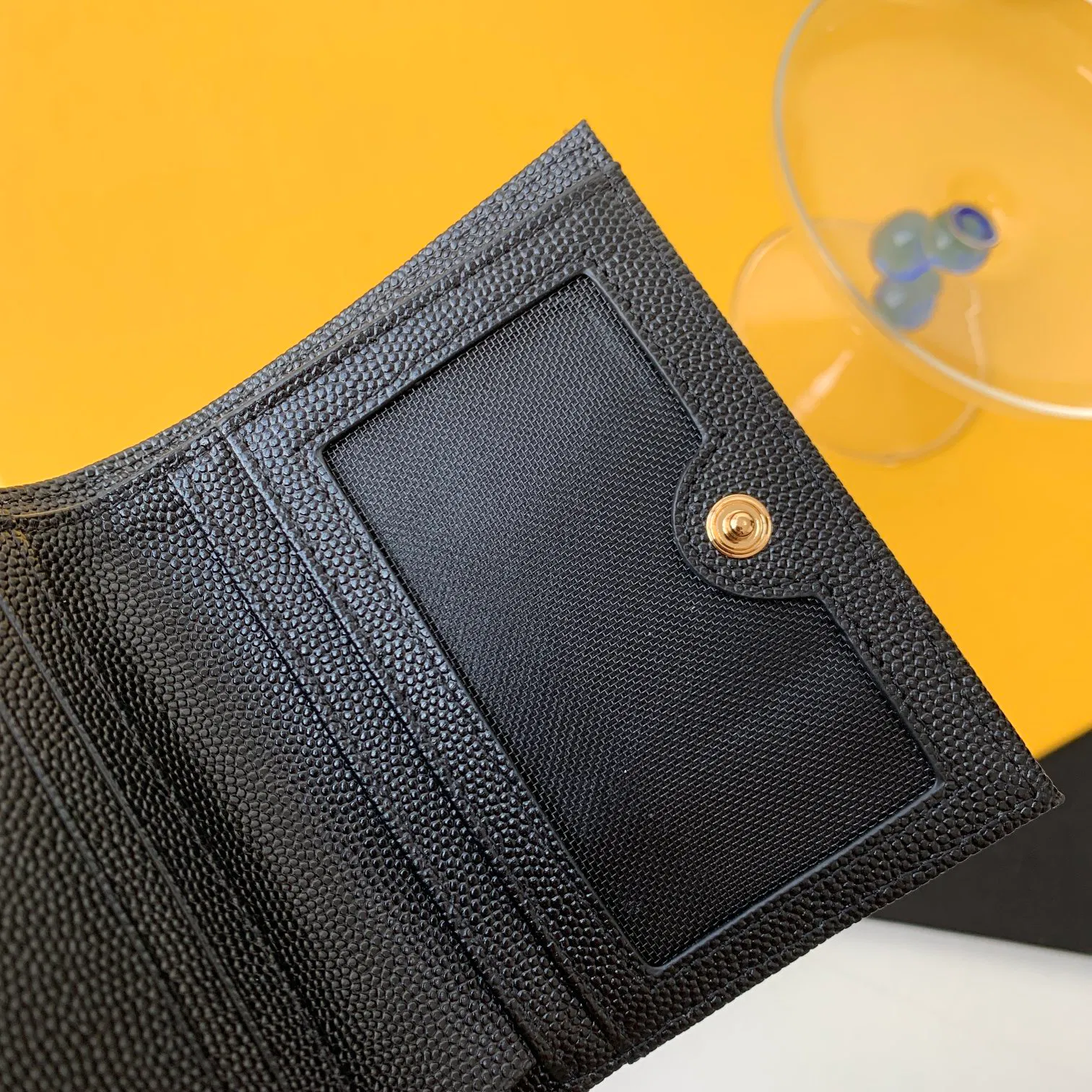 CASSANDRE MATELASSÉ FLAP CARD CASE IN GRAIN DE POUDRE EMBOSSED LEATHER — image 3