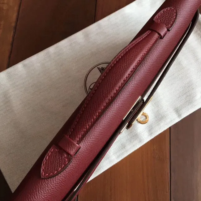 Bordeaux Epsom Hermes Kelly Cut Clutch Sleek Purse — image 7