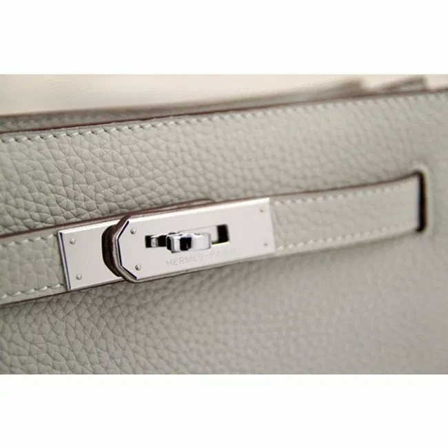 White Leather Knockoff Hermes So Kelly 22cm Clean Style Shoulder Bag — image 2