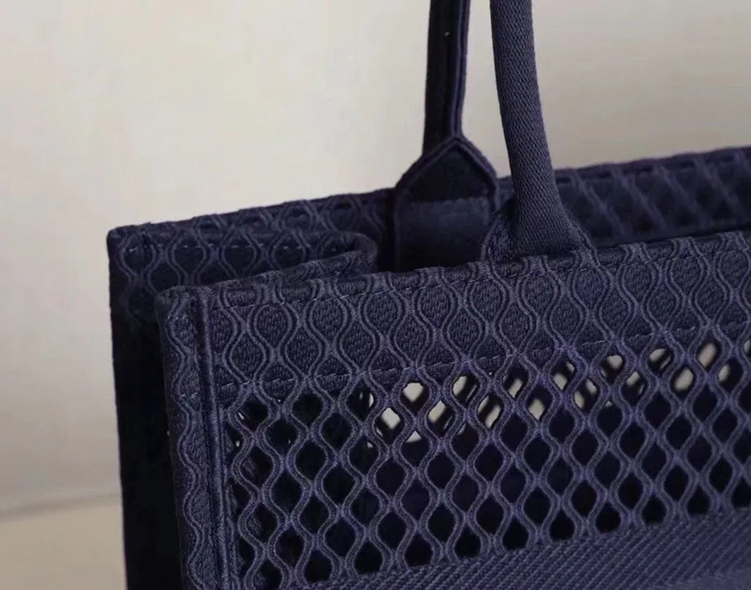 Dior Large Book Tote Bag in Blue Mesh Embroidery — image 4