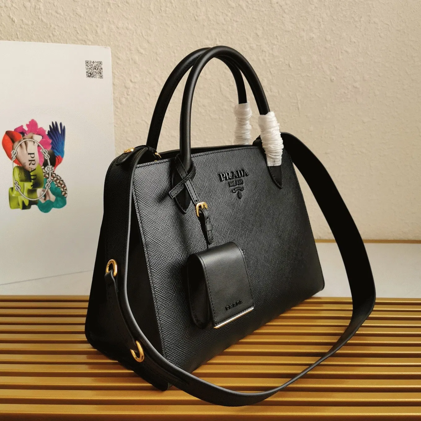 Prada Monochrome Medium Bag Knockoff in Black — image 10