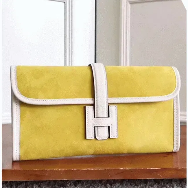 Yellow Knockoff Hermes Jige Elan 29 Statement Clutch Bag