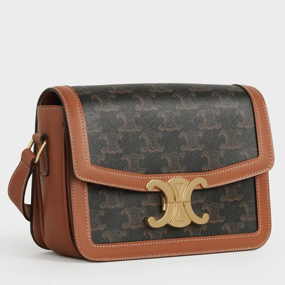 Top Quality Celine Triomphe Teen Bag In Black Triomphe Canvas