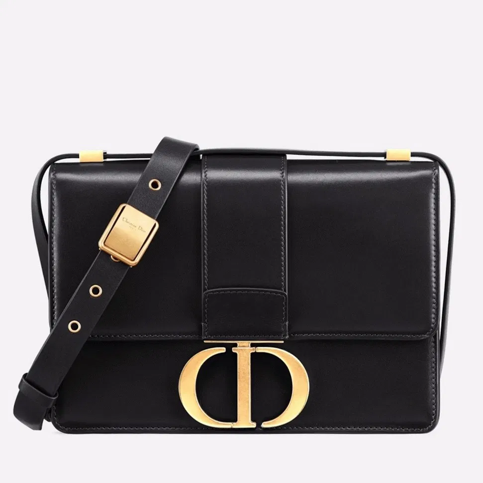 Dior 30 Montaigne Medium Bag in Black Box Calfskin