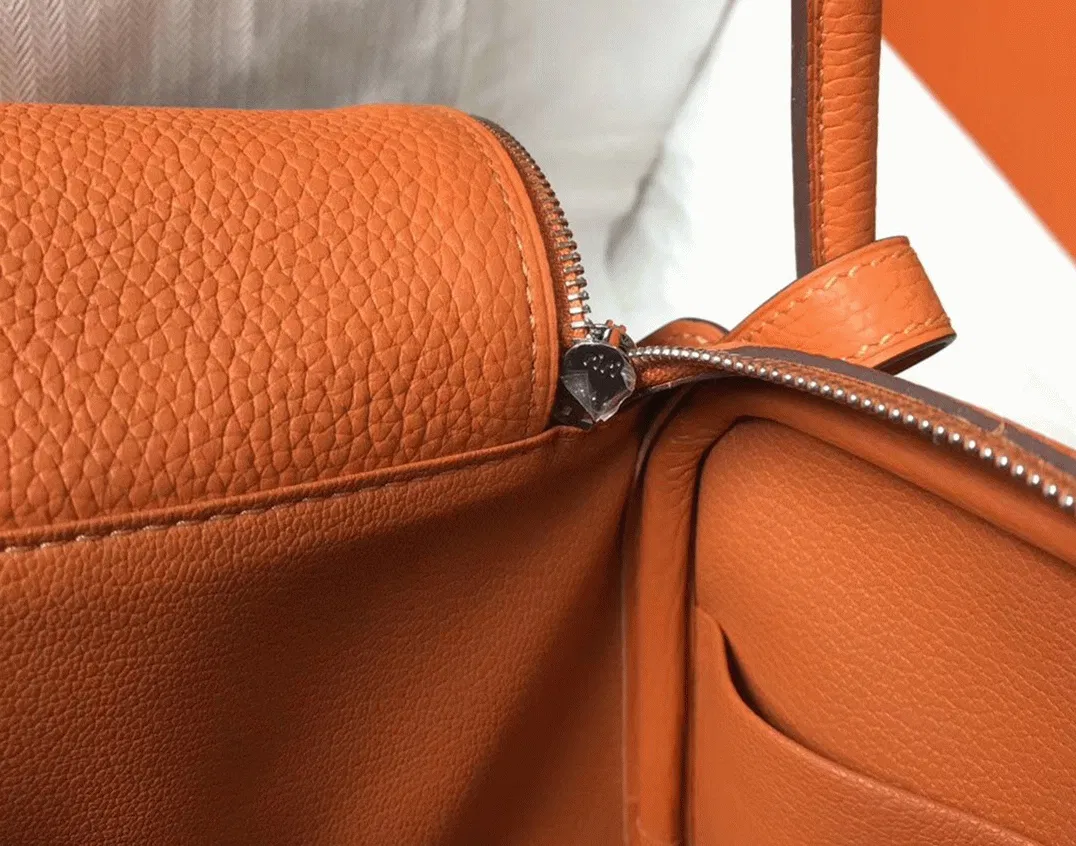 Copy Hermes Lindy 26cm handbag in orange — image 3