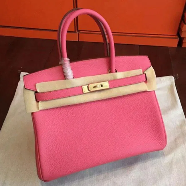 Rose Lipstick Colored Hermes Birkin 25cm Copy Bag