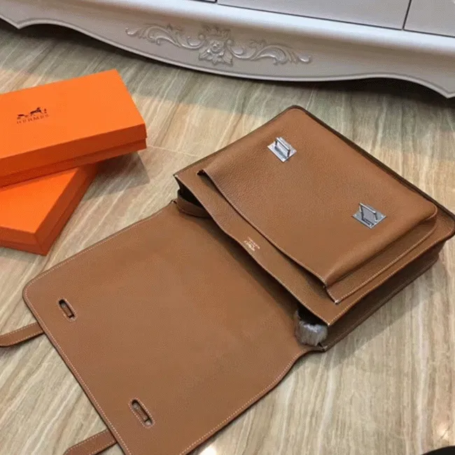 Brown Bicolor Knockoff Hermes Steve Messenger Bag — image 4