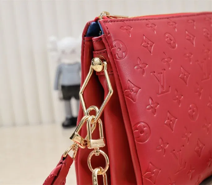 Louis Vuitton Coussin PM Bag In Red With Jacquard Strap — image 7
