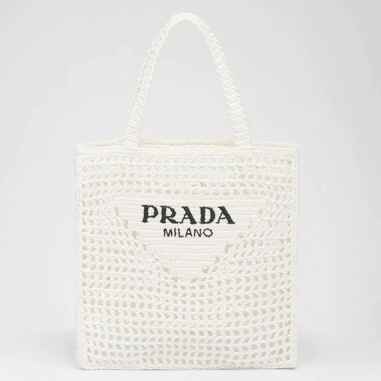 Prada Small Tote Bag Best in White Woven Raffia