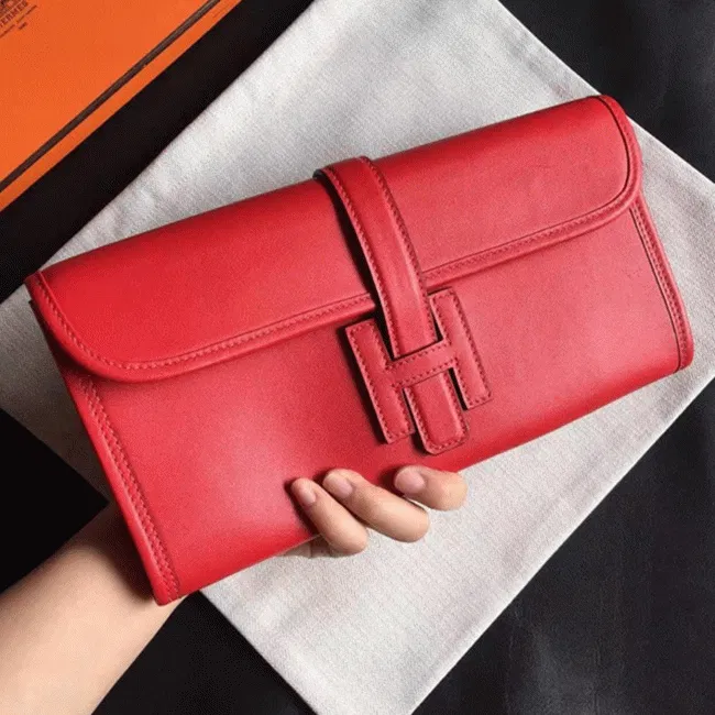 Top quality red Hermes Jige Elan 29 clutch bag