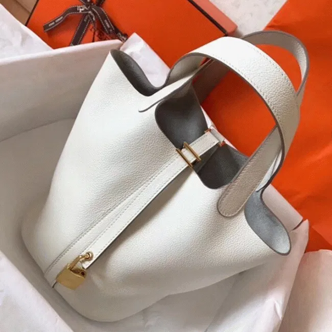 White luxury Hermes Picotin Lock 18cm handbag