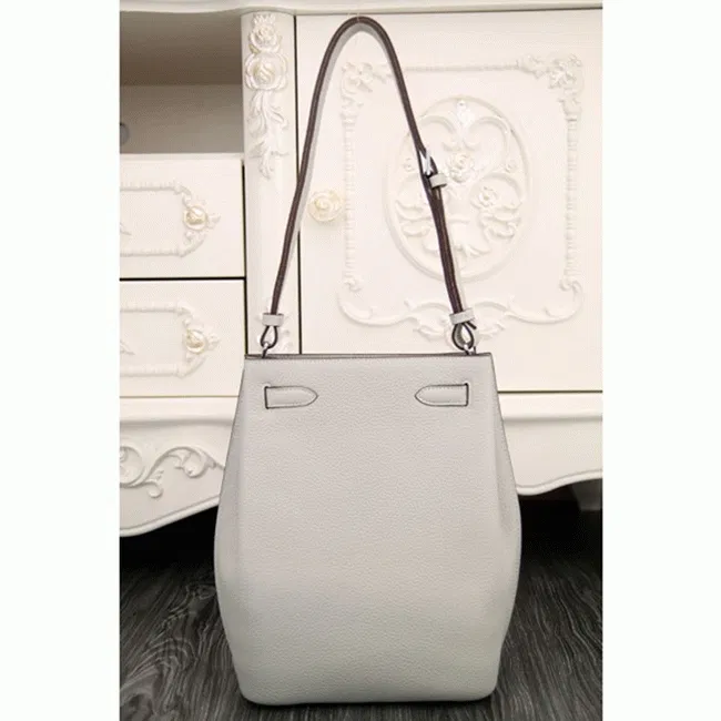 White Leather Knockoff Hermes So Kelly 22cm Clean Style Shoulder Bag — image 6