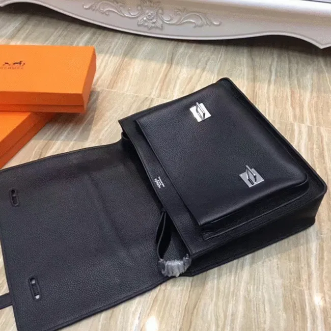 Black Designer Hermes Steve Messenger Bag — image 8