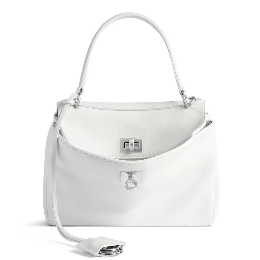 Balenciaga White Rodeo Crocodile Embossed Calfskin Large Bag