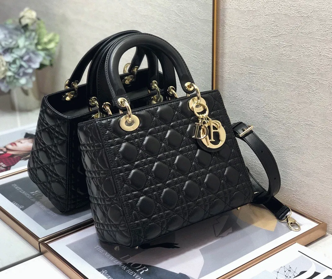 Dior Lady Dior Medium Bag in Black Cannage Lambskin — image 9