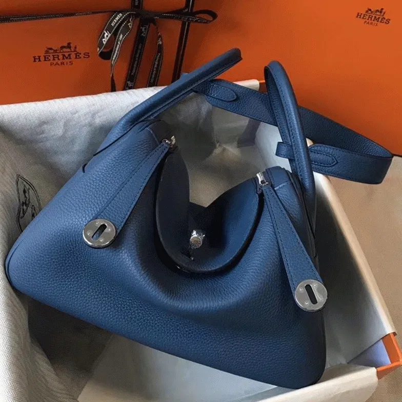Copy Hermes Lindy 30cm bag in blue agate shade